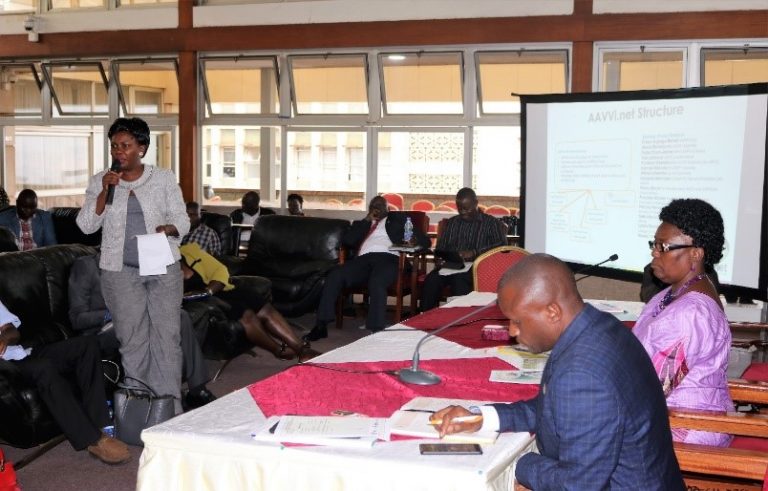 The Rt. Honorable Speaker of Parliament Rebecca Kadaga (seated) presided over the Dialogue