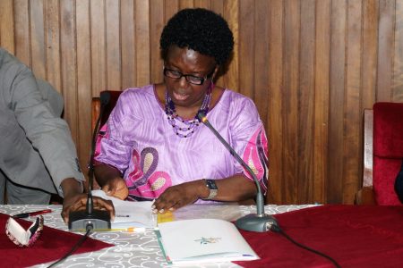 The Speaker, Rt. Hon. Rebecca Kadaga at the VIG dialogue.